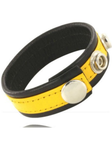 LEATHER BODY - CINTURINO IN PELLE REGOLABILE PENE GIALLO-NERO