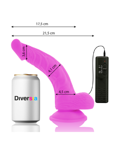 DIVERSIA - DILDO VIBRANTE FLESSIBILE VIOLA 21.5 CM -O- 4.5 CM