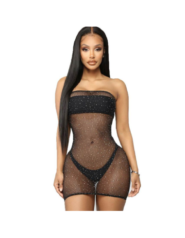 QUEEN LINGERIE - ABITO BODY A RETE CON DIAMANTI S/L