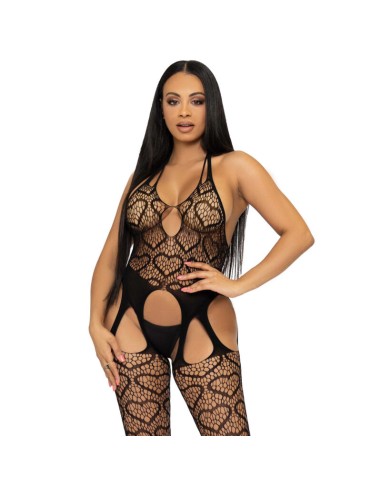 LEG AVENUE - BODYSTOCKING CON RETE TAGLIA UNICA - ROSSO