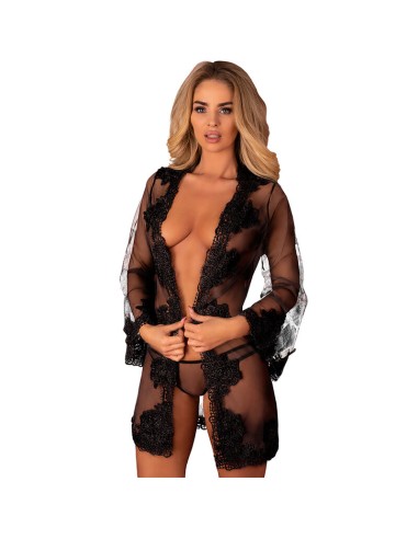 LIVCO CORSETTI FASHION - HERINA LC XG056 VESTAGLIA + SLIP NERO TAGLIA UNICA