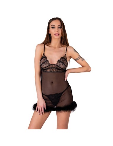 LIVCO CORSETTI FASHION - SET ZERUNAM BABYDOLL + PERIZOMA NERO