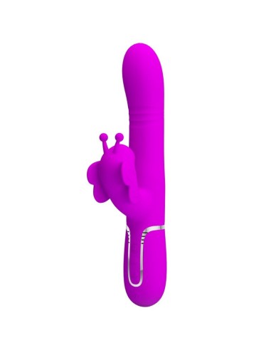 PRETTY LOVE - VIBRATORE MULTIFUNZIONE RABBIT 4 IN 1 FARFALLA FUCSIA