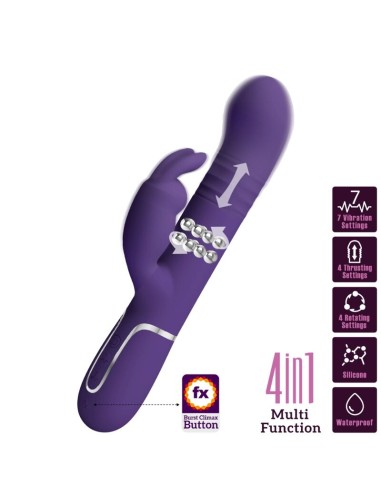 PRETTY LOVE - COALE VIBRATORE CONIGLIO CARBONE 4 EN 1 VIOLA