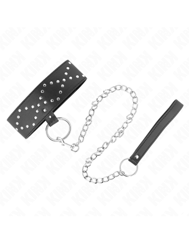 KINK - COLLANA 65 CM CON GUINZAGLIO CON BORCHIE ARGENTO MODELLO 3 REGOLABILE 36-43 CM X 5 CM