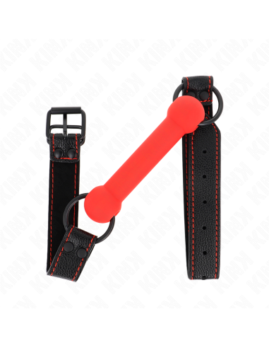 KINK - BONE GAG CON CINTURINO IN SIMILPELLE ROSSO REGOLABILE 41-57 CM