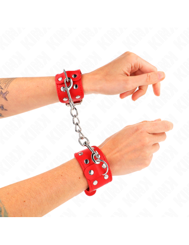 KINK - BRACCIALI CON DOPPIA LINEA DI BORCHIE REGOLABILI ROSSO