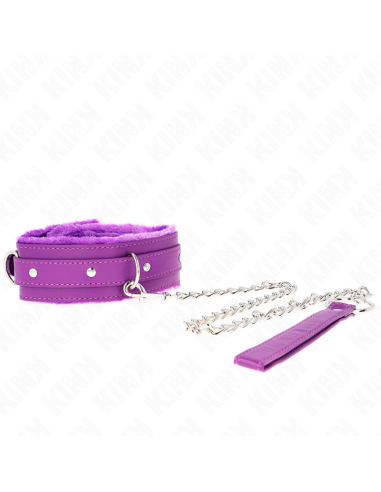 KINK - COLLARE CON GUINZAGLIO 65 CM CON RESTRIZIONI VIOLA 36-42 CM X 5,5 CM