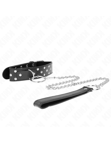 KINK - COLLANA CON CINTURINO AD ANELLO RIVETTO CON CINTURA 65 CM NERO REGOLABILE 36-50 CM X 3,8 CM