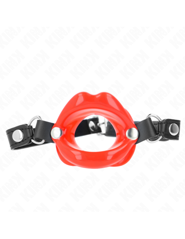 KINK - BAVAGLIO LIP 8 CM CON CINTURINO IN SIMILPELLE ROSSO 63 x 2 CM REGOLABILE 39-58 CM