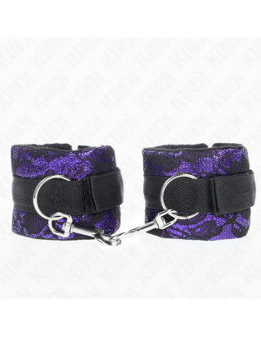 KINK - RESISTENZA DA POLSO CORTA IN PIZZO DI VELLUTO E FASCIA IN NYLON VIOLA/NERO 23 X 6,5 CM