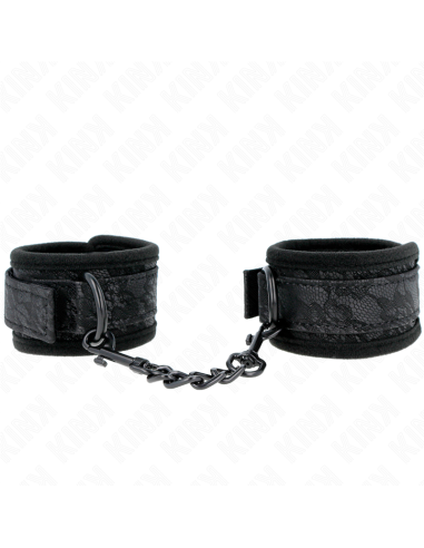 KINK - POLSI RICOPERTI DI PIZZO SCURO IN NEOPRENE REGOLABILE NERO 20-29 CM X 5 CM