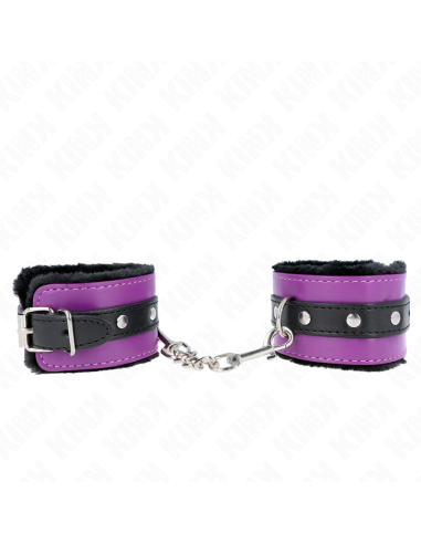 KINK - POGGIPOLSI PREMIUM FODERATI IN PELLICCIA NERI CON CINTURA VIOLA/NERA REGOLABILE 17-29 CM X 6 CM