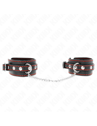 KINK - POTENZIALE DA POLSO PICCOLA NERA CON FODERA ROSSA REGOLABILE 14-24 CM X 3,5 CM