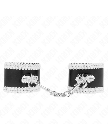 KINK - POLSO NERO CON PIZZO DECORATO BIANCO REGOLABILE 20-23 CM X 5,5 CM