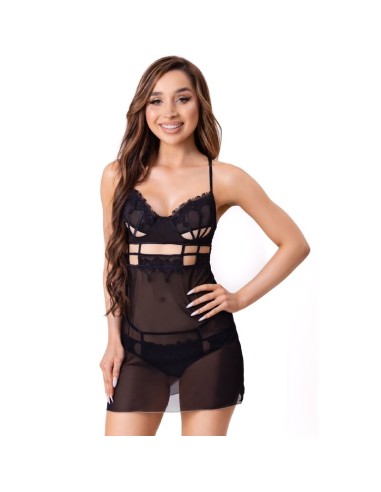 LIVCO CORSETTI FASHION - MAIA 20247 BABYDOLL + PERIZOMA NERO L/XL