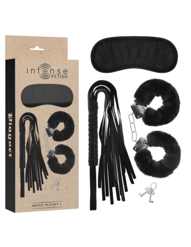 INTENSE - FETISH PLAYSET EROTICO 1 CON MANETTE, MASCHERA CIECA E FLOGGER