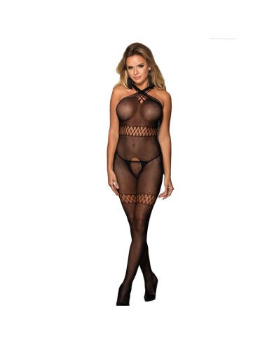 SUBBLIME - 951948 BODYSTOCKING A RETE CON SPALLINE INCROCIATE NERO TAGLIA UNICA