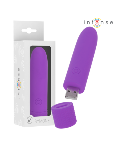 INTENSE - SYMONE BULLET VIBRANTE RICARICABILE USB 8 VIBRAZIONI VIOLA 10 X 2,2 CM