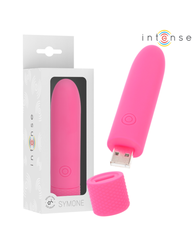 INTENSE - SYMONE USB RICARICABILE VIBRANTE BULLET 8 VIBRAZIONI ROSA 10 X 2,2 CM