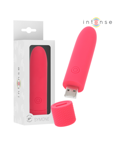 INTENSE - SYMONE PROIETTILE VIBRANTE RICARICABILE USB 8 VIBRAZIONI ROSSO 10 X 2,2 CM