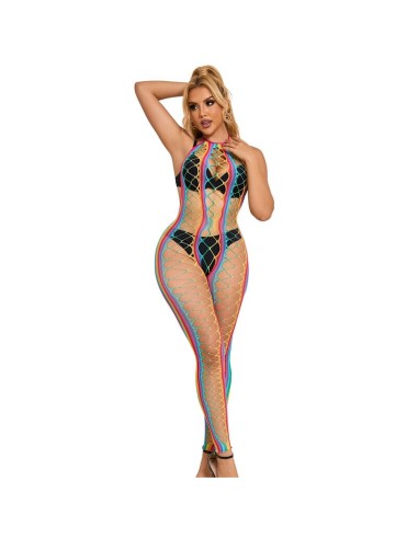 SUBBLIME - 952358 BODYSTOCKING A RETE CON COLLO ALTO ARCOBALENO TAGLIA UNICA