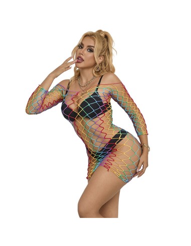 SUBBLIME - 952426 BODYSTOCKING A RETE MANICA LUNGA ARCOBALENO TAGLIA UNICA