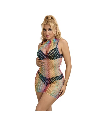 SUBBLIME - 952433 BODYSTOCKING A RETE SENZA MANICHE COLLO ALTO ARCOBALENO TAGLIA UNICA