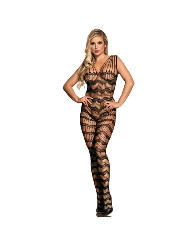 SUBBLIME - 951696 BODYSTOCKING A RETE SENZA CAVALLO CON SPALLINE SULLE SPALLE NERO TAGLIA UNICA