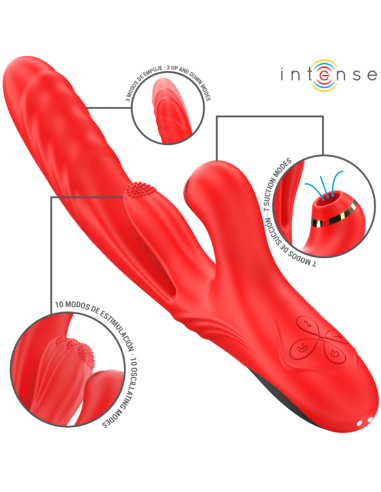 INTENSE - KAROL VIBRATORE MULTIFUNZIONE SPINTA  STIMOLAZIONE  ASPIRAZIONE ROSSO