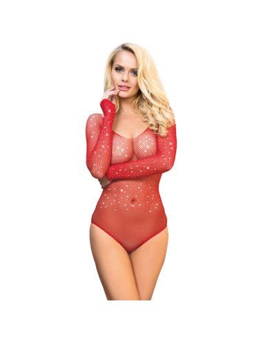 SUBBLIME - 952303 BODY LUCIDO CON SPALLE SCOPERTE MANICA LUNGA ROSSO TAGLIA UNICA