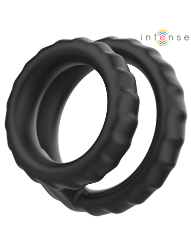 INTENSE - DEWEY DOPPIO ANELLO PER PENE IN SILICONE MODELLO NERO 2