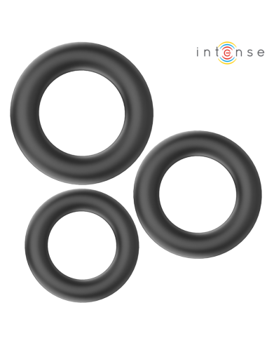 INTENSE - HUGH 3 ANELLI PER PENE IN SILICONE BASIC NERI