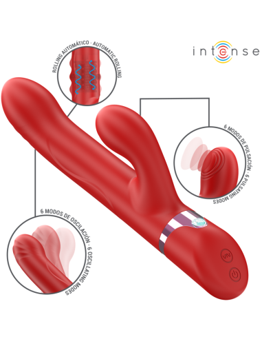 INTENSE - LELE VIBRATORE MULTIFUNZIONE ROTANTE  OSCILLANTE  STIMOLAZIONE ROSSO