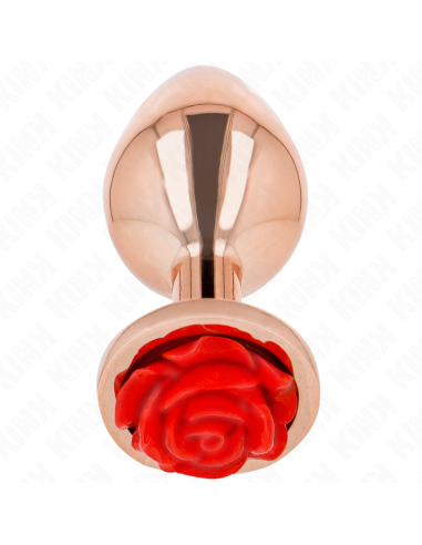 KINK - PLUG ANALE IN ORO ROSA CON ROSA ROSSA M