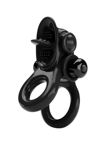 PRETTY LOVE - PASSIONATE RING DOPPIO ANELLO VIBRANTE + STIMOLATORE CLITORIDE NERO