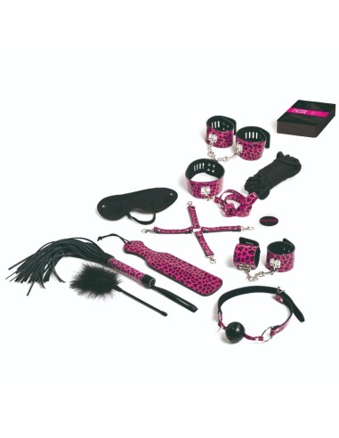 TEASE  PLEASE - SET 13 ACCESSORI BONDAGE MAGENTA